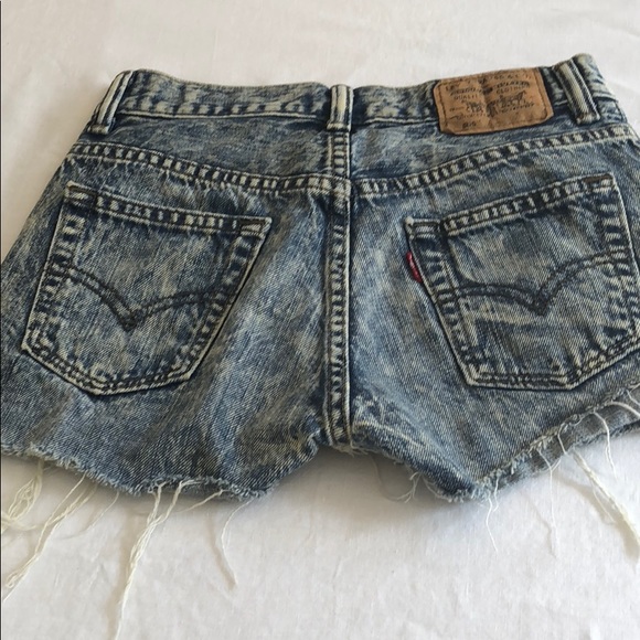 Levis 505 Acid Wash Cut Off Denim Shorts Size 25 - Picture 2 of 3